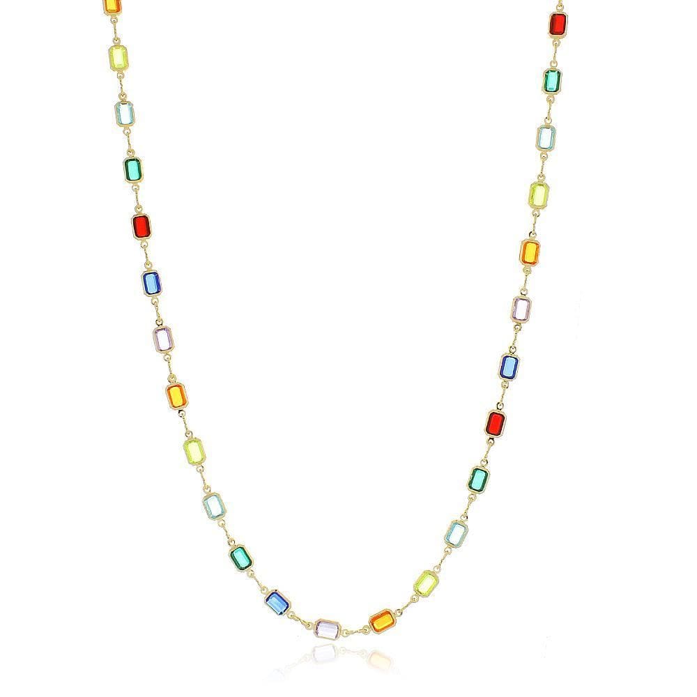 Colar Retangular Banhado A Ouro 18K