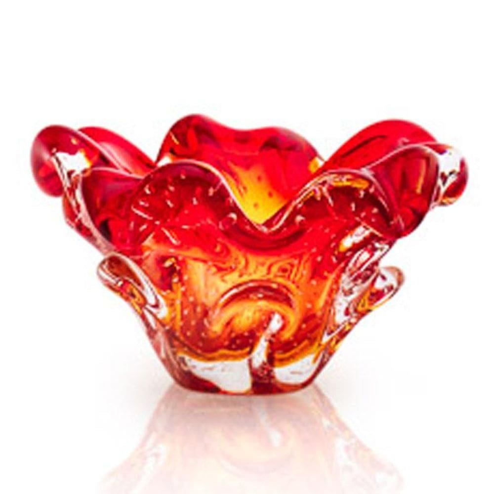 Centro De Mesa Em Cristal Murano Vermelho - São Marcos 17Cm