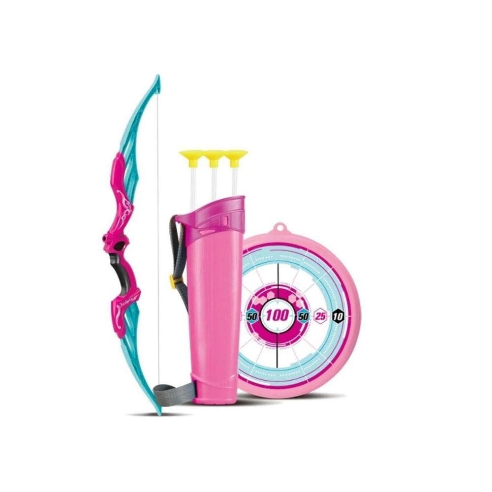 Arco E Flecha Rosa De Brinquedo Mira Certa Lançador Arqueiro