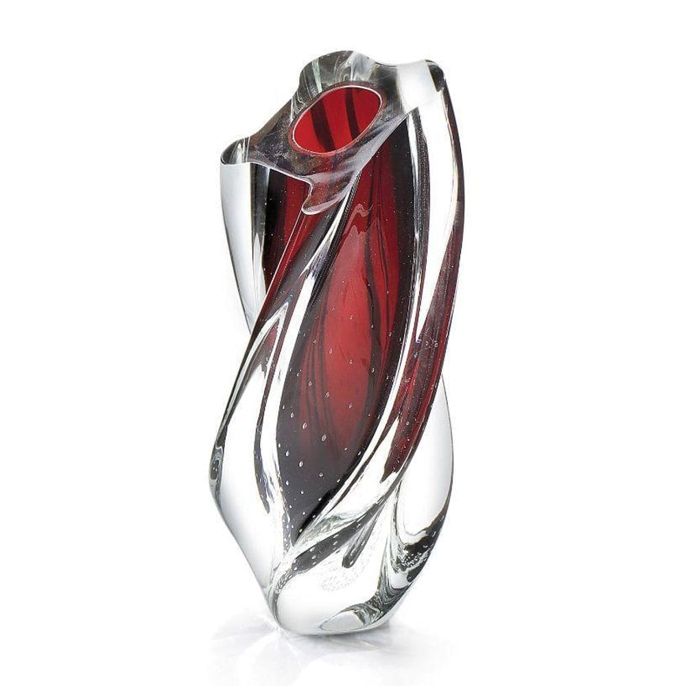 Vaso Em Cristal Murano Vermelho - São Marcos 34Cm