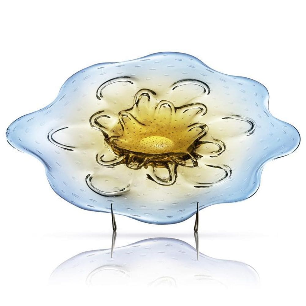 Centro De Mesa Cristal Murano Azul E Âmbar São Marcos 70Cm