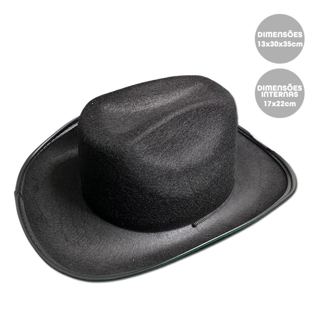Chapéu Cowboy Country Junino Preto Em Feltro Tamanho Único