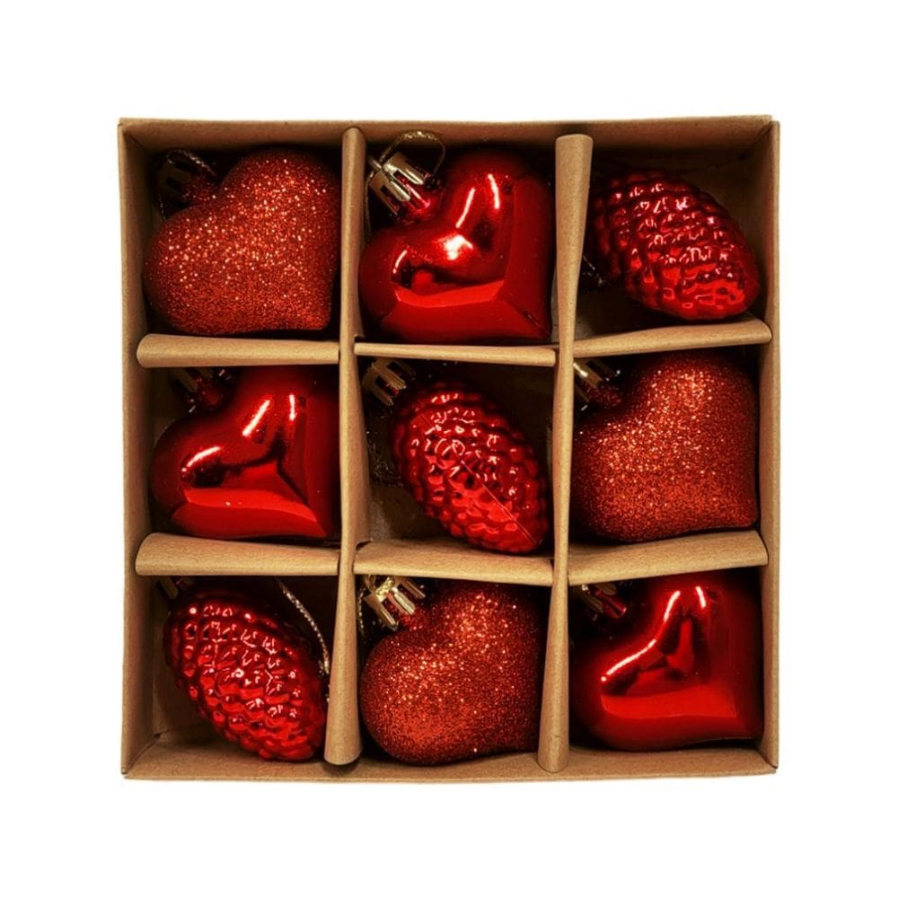 Kit Decoração Natalina Vermelho - 9 Peças - Polipropileno