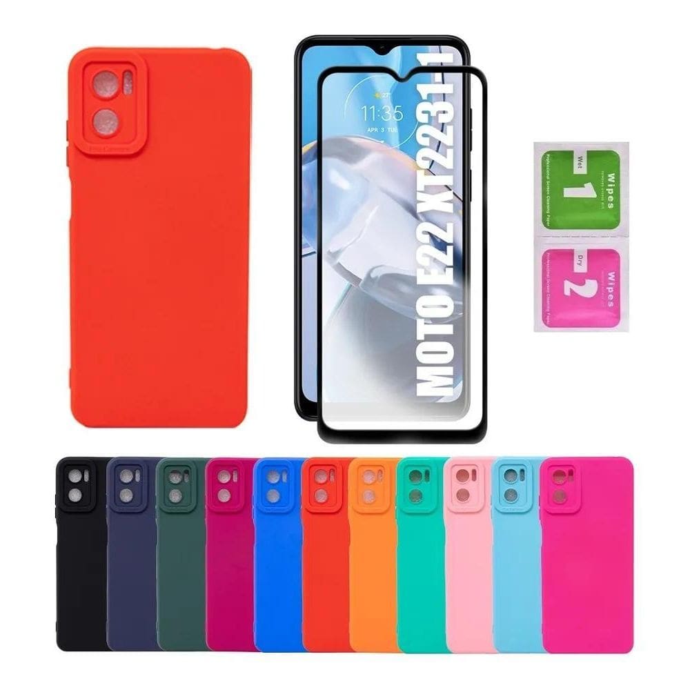 2X Capa Capinha Case Para Motorola Moto E22 + Película De Vi