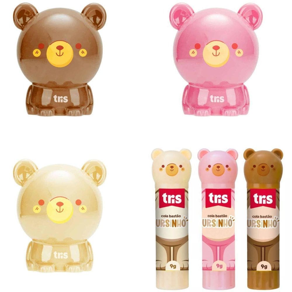 Kit Cola Bastão + Apontador Ursinho - - Tris