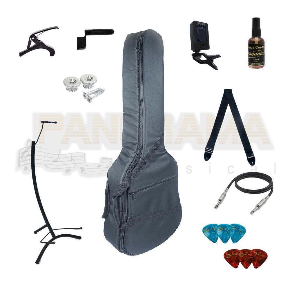 Kit Acessórios Para Violão Folk Elétrico Luxo Kit C/10 Itens