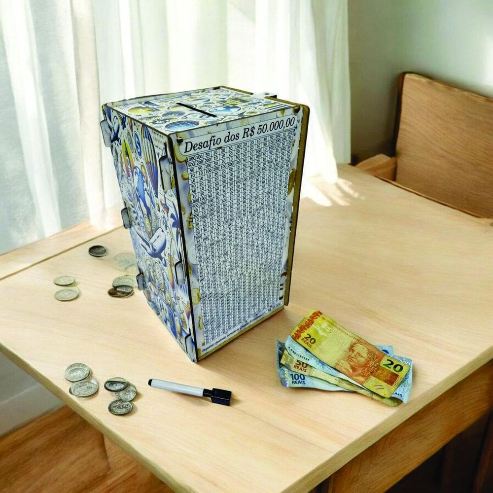 Cofre Guardar Dinheiro Woodbox Japones Kakebo Desafio 50 Mil