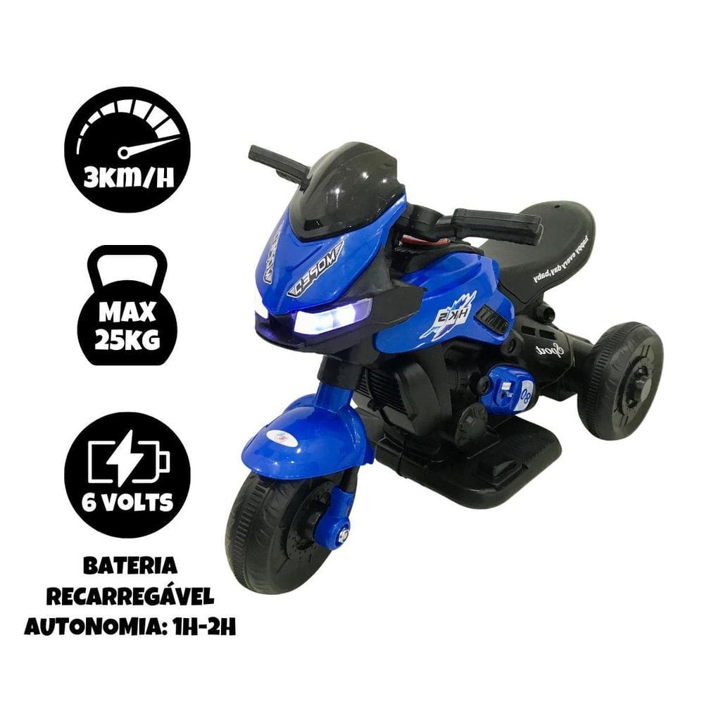 Moto Eletrica Infantil 6V Race Triciclo Clássico Crianças