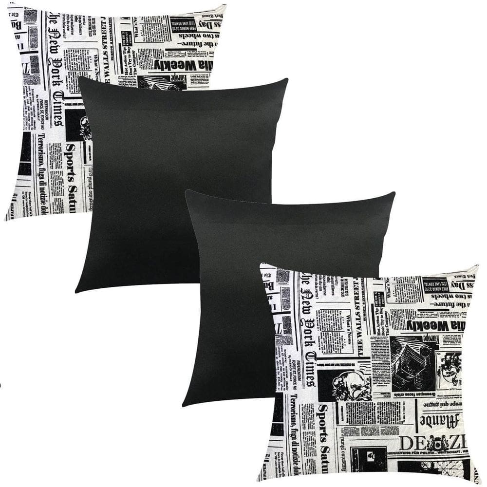 Kit 4 Capas De Almofadas Gorgurinho/Oxford Preto 45X 45