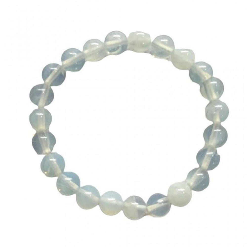 Pulseira Pedra Da Lua Opalina Natural 8 Mm Boas Energias
