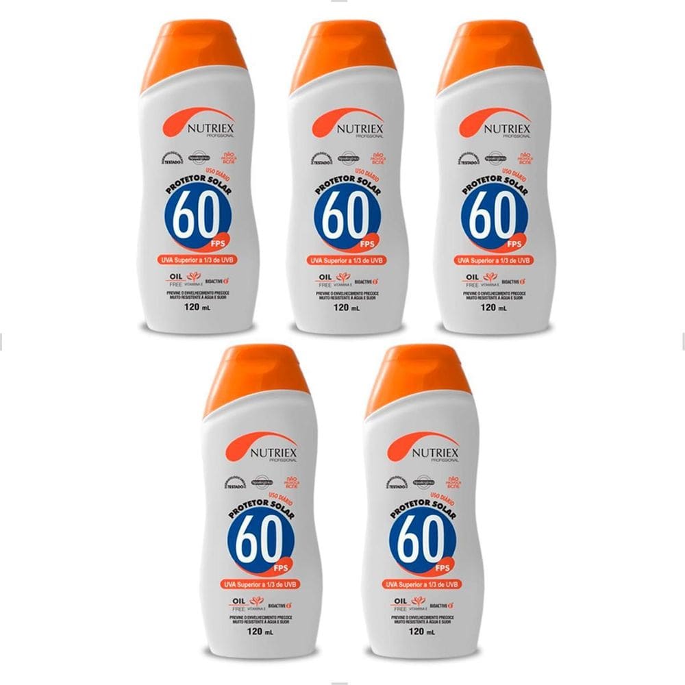 Kit 5 Protetor Filtro Solar Fps60 120Ml Repelente Nutriex
