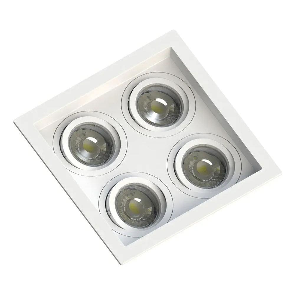 2X Spot Embutir Recuado P/4 Lâmpada Dicroica Branco Save Ene