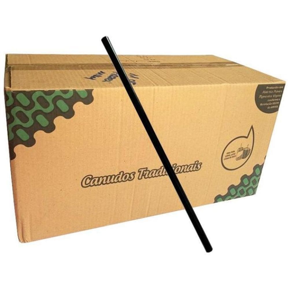 Canudo Preto De Plástico Para Drink Grande 21Cm  1Cx  C/3000