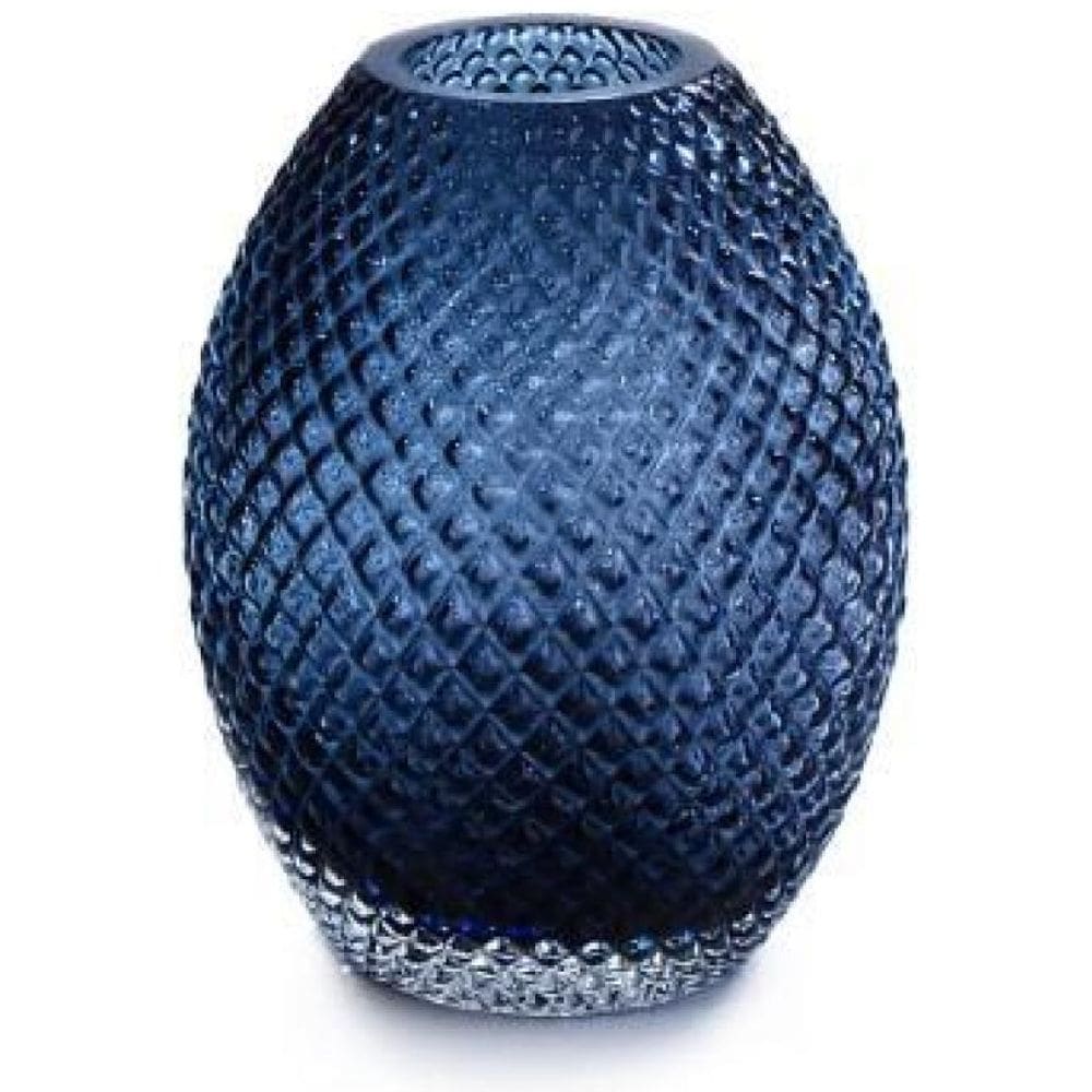 Vaso Em Cristal Murano Azul Oxford - São Marcos 25Cm