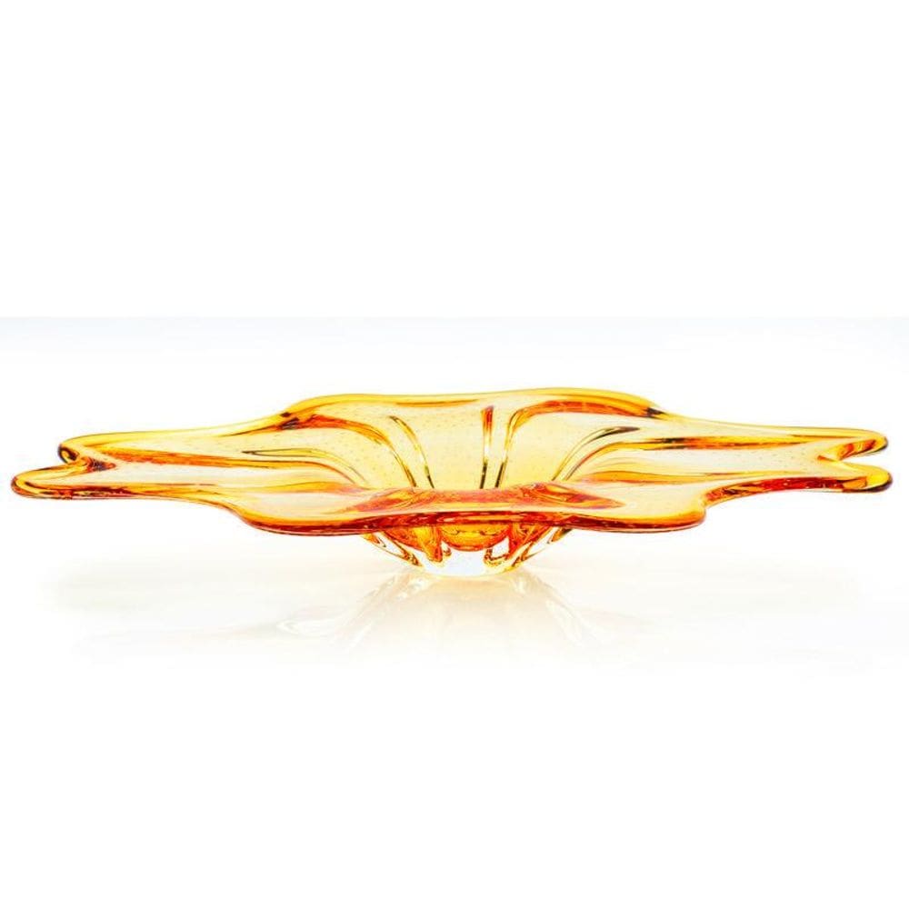 Centro De Mesa Em Cristal Murano Âmbar - São Marcos 68Cm