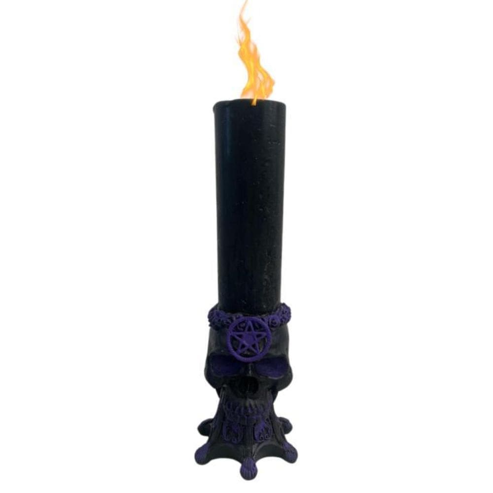 Castiçal Crânio Wicca Rosa Caveira Resina - Escolha O Modelo