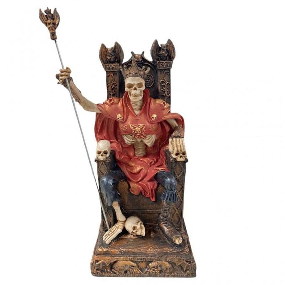 Exú Caveira Esqueleto No Trono Em Resina 35 Cm-Escolha A Cor