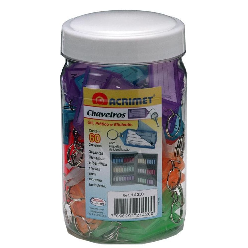 Chaveiro c/ etiqueta pote c/ 60 unidades 142.0 Acrimet