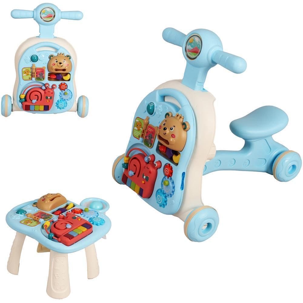 Andador Didatico Infantil Bebê 3X1 Azul Brinquedo Atividades