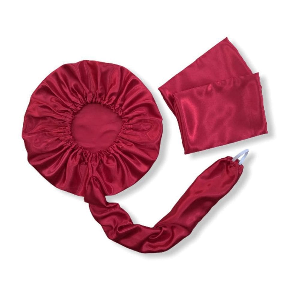 Touca Difusora + 2 Fronhas 50X70 Cetim Anti Frizz Vermelha