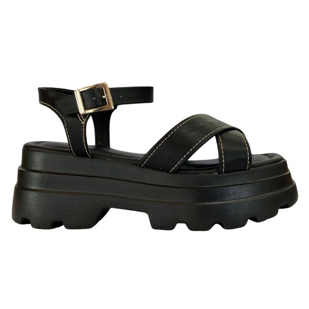 Sandália Ramarim 2542201 Feminino Preto salto plataforma casual