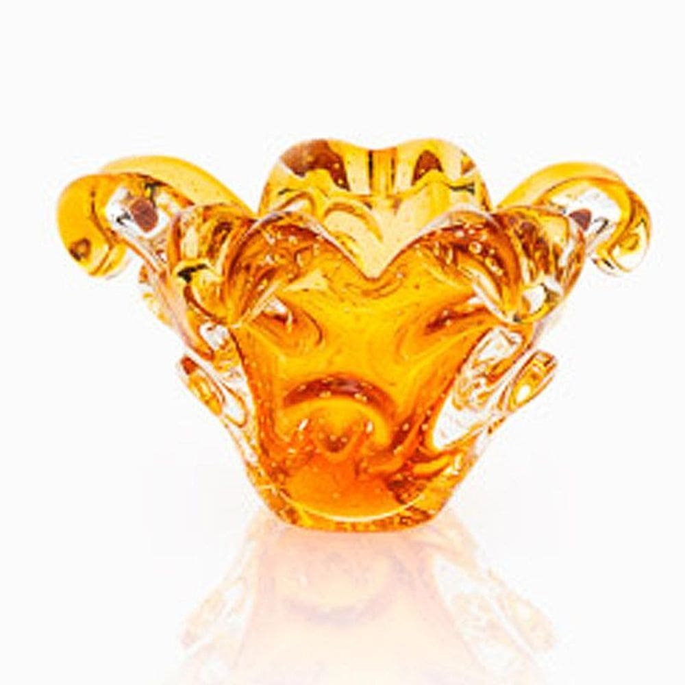 Centro De Mesa Em Cristal Murano Âmbar - São Marcos 17Cm