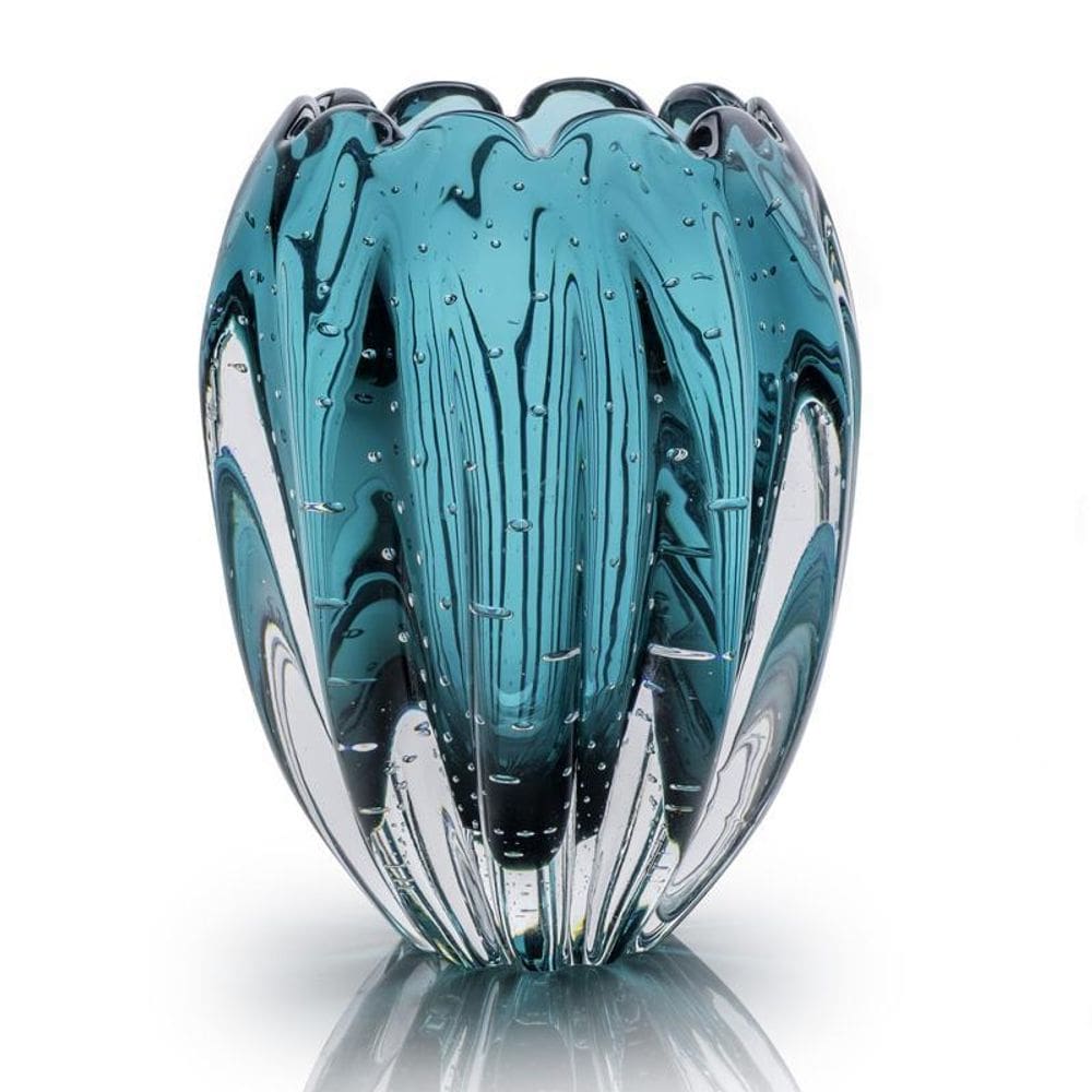 Vaso Em Cristal Murano Esmeralda - São Marcos 21Cm