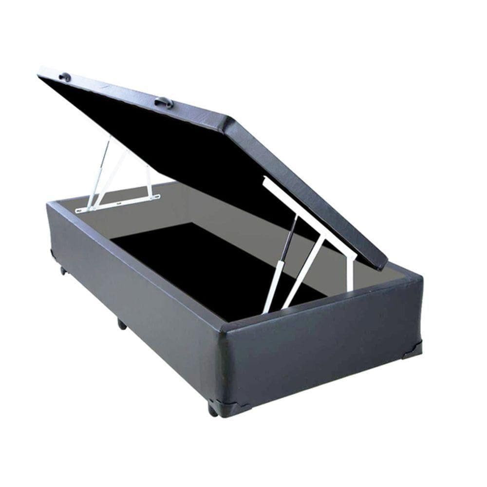 Cama Box Baú Solteiro Sintético Cinza 42x88x188