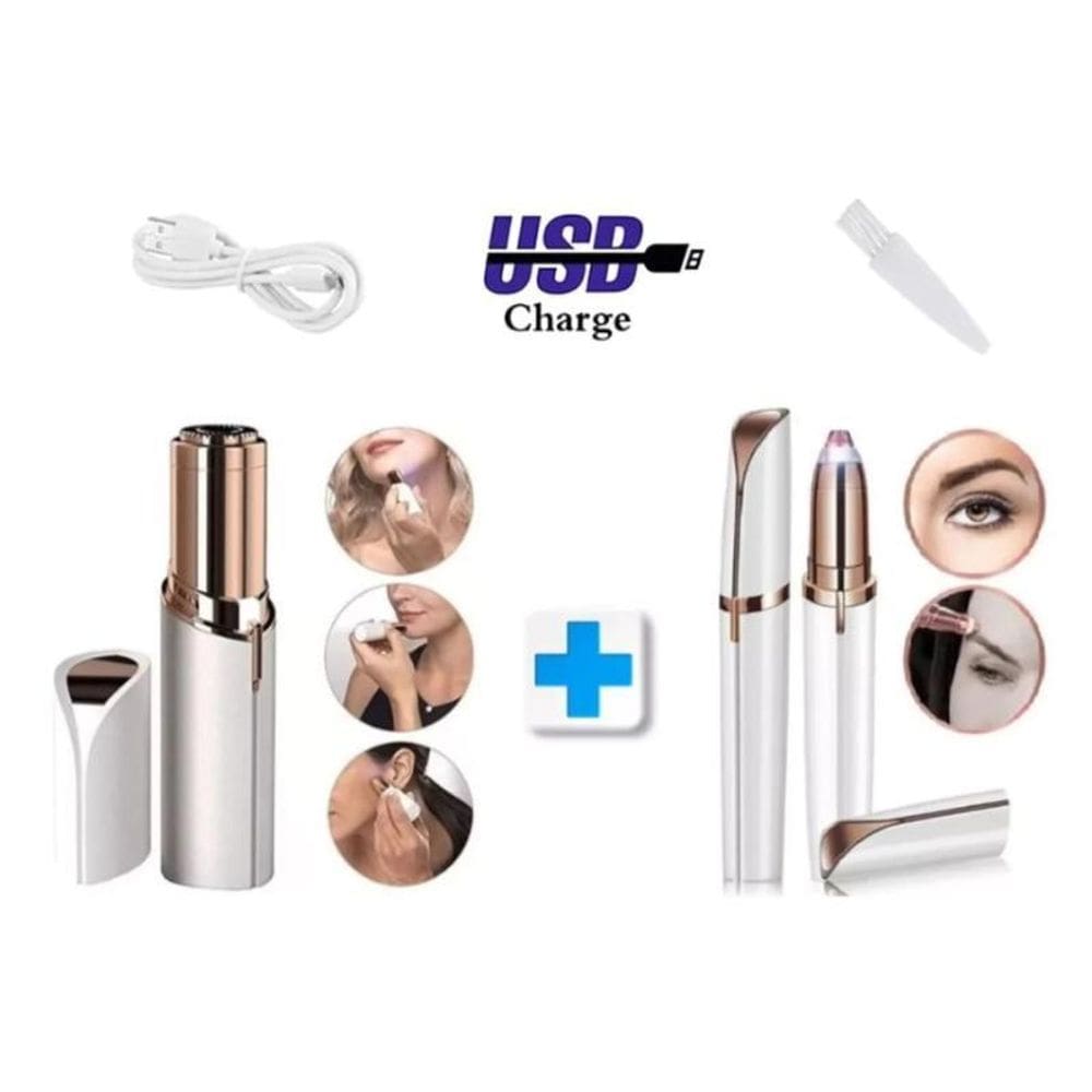 Kit Depiladora Caneta + Batom Aparador Sobrancelha Rosto
