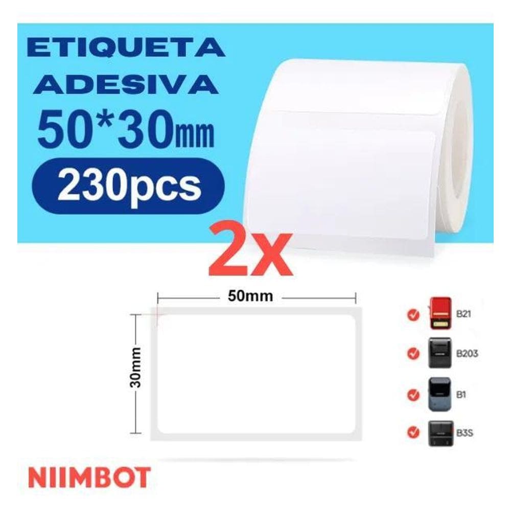 2X 2 Etiqueta 50X30 Niimbot B21 B1 230 Etiquetas Para Rolo
