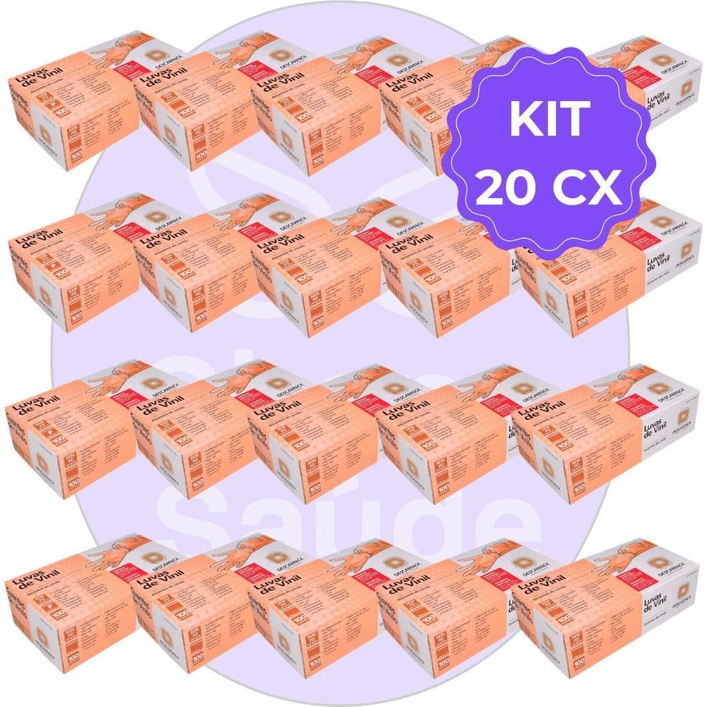 Kit 20 Luvas De Vinil Descartável M Sem Pó - Descarpack