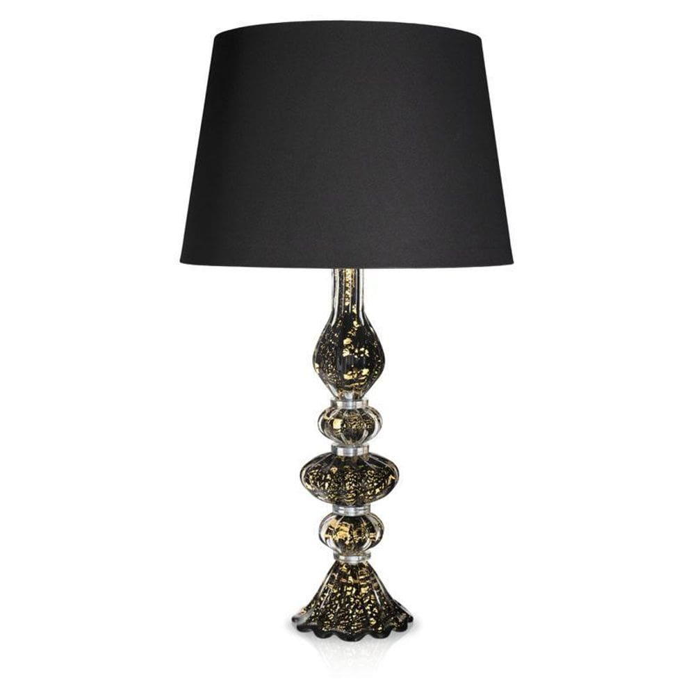 Abajour Em Cristal Murano Preto E Ouro 24K São Marcos 62Cm