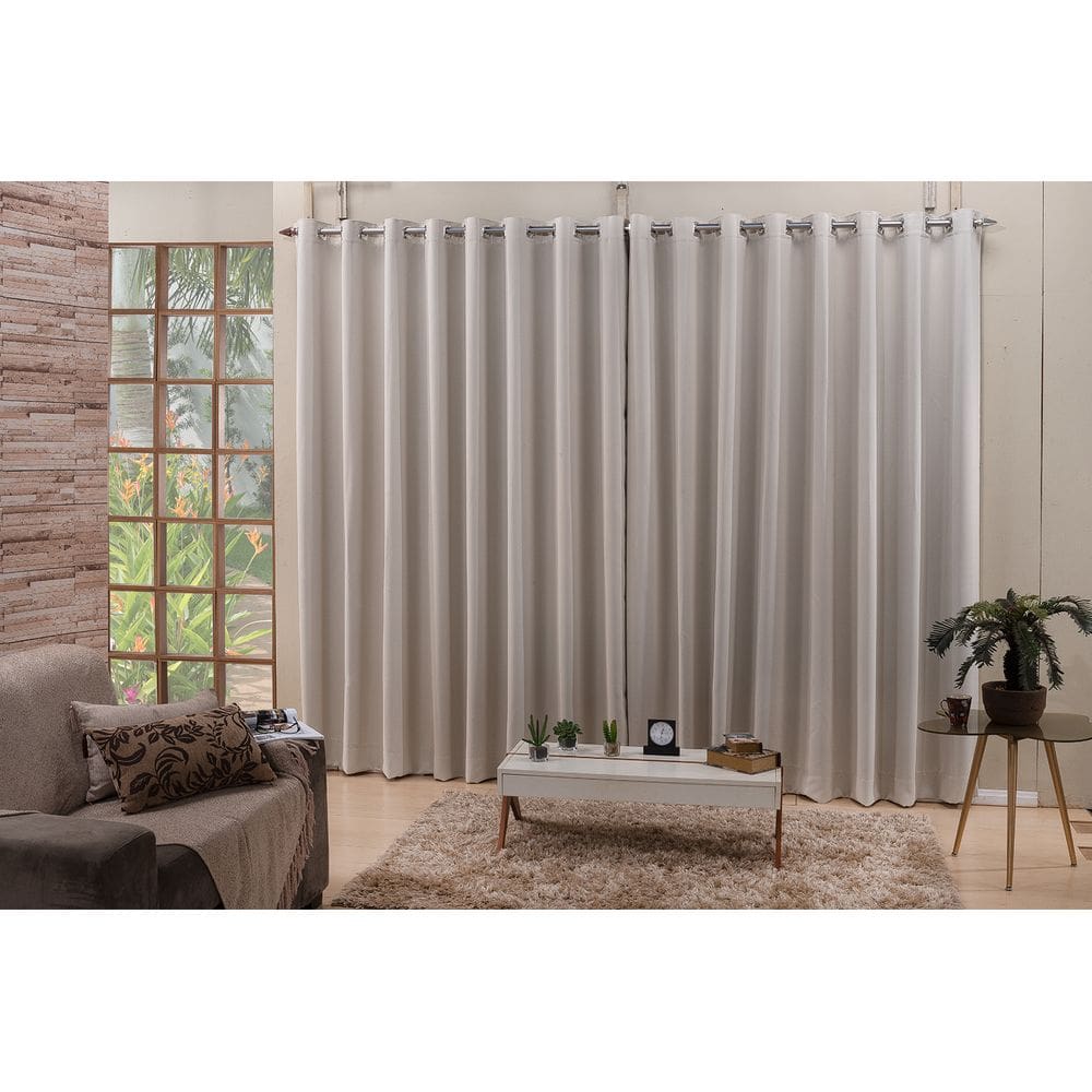 Cortina Blackout Tecido Pérola 4,00x2,50 Ilhós Cromado