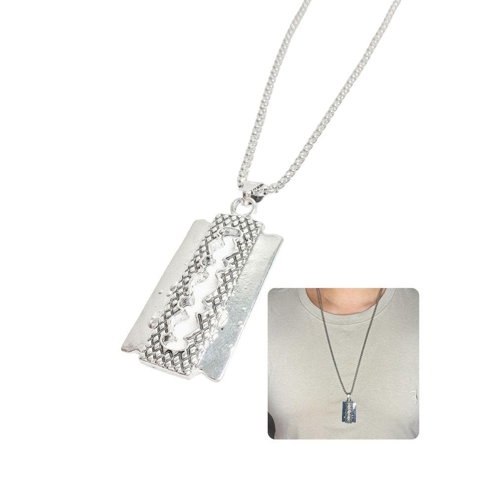 Corrente Cordão Masculino 70Cm Pingente Navalha Gilete