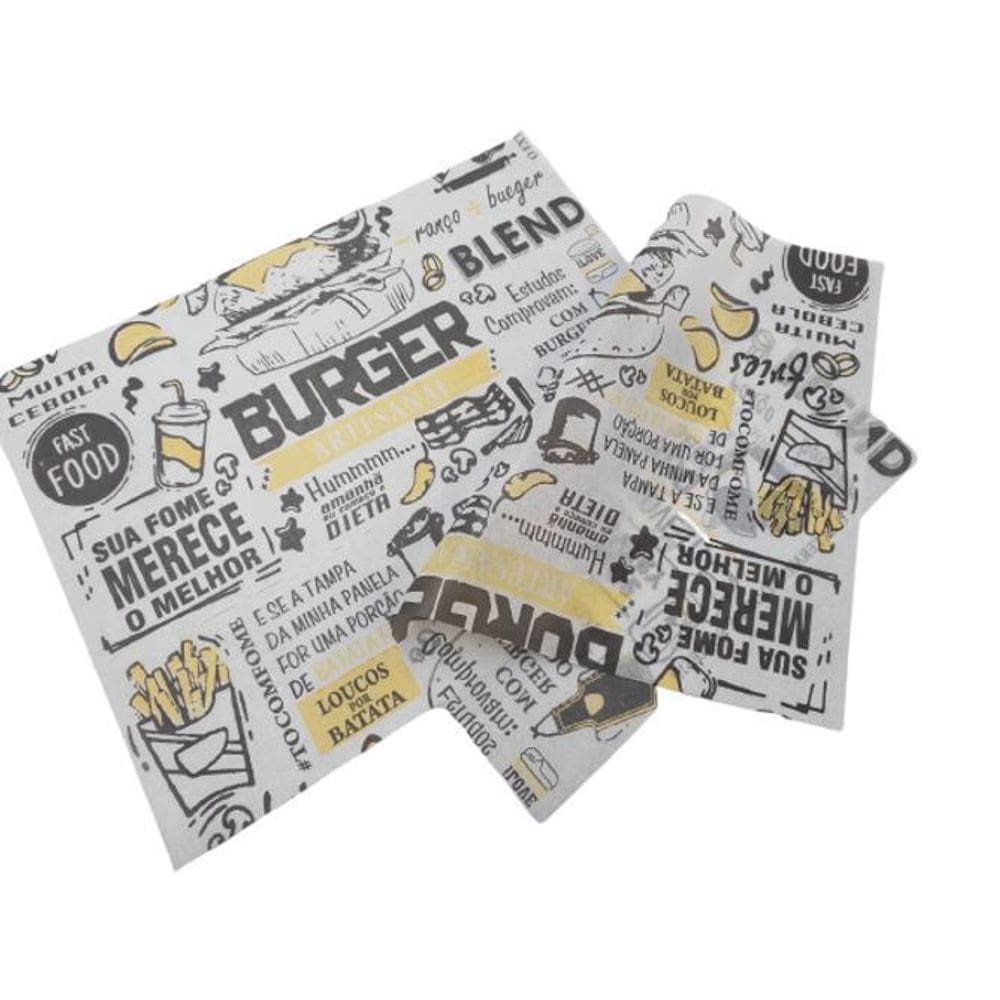 Papel Manteiga Anti Gordura Embalar Hamburguer Delivery 100F