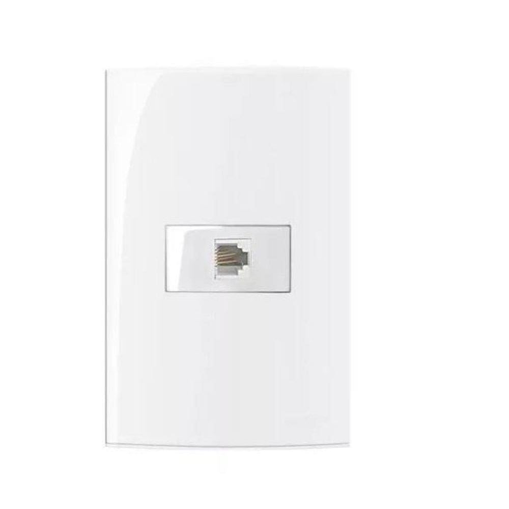 Conjunto Tomada Telefone Rj11 4 Fios 4X2 Branco Sleek Margir