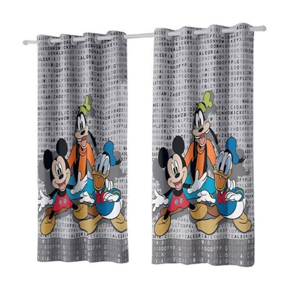 Cortina Quarto Bella Janela Corta Luz 260X170 Mickey Amigos