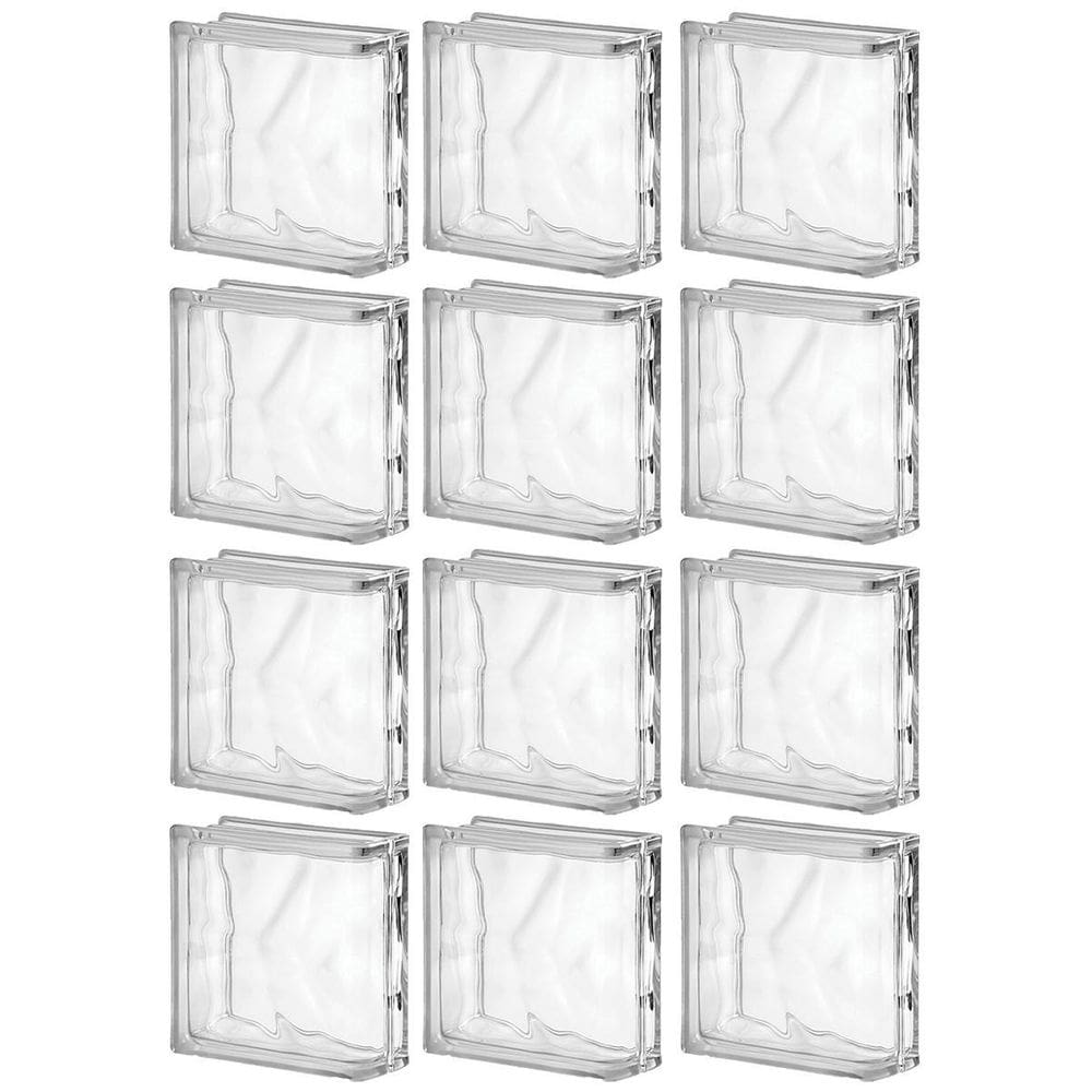 Kit 12 Bloco De Vidro 1 Lado Acabamento 19X19X8 Tradestar