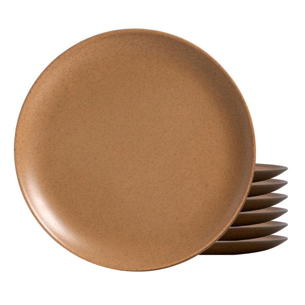 Jogo De Pratos Raso Cerâmica Kit 6Pcs 29Cm Organic Terracota
