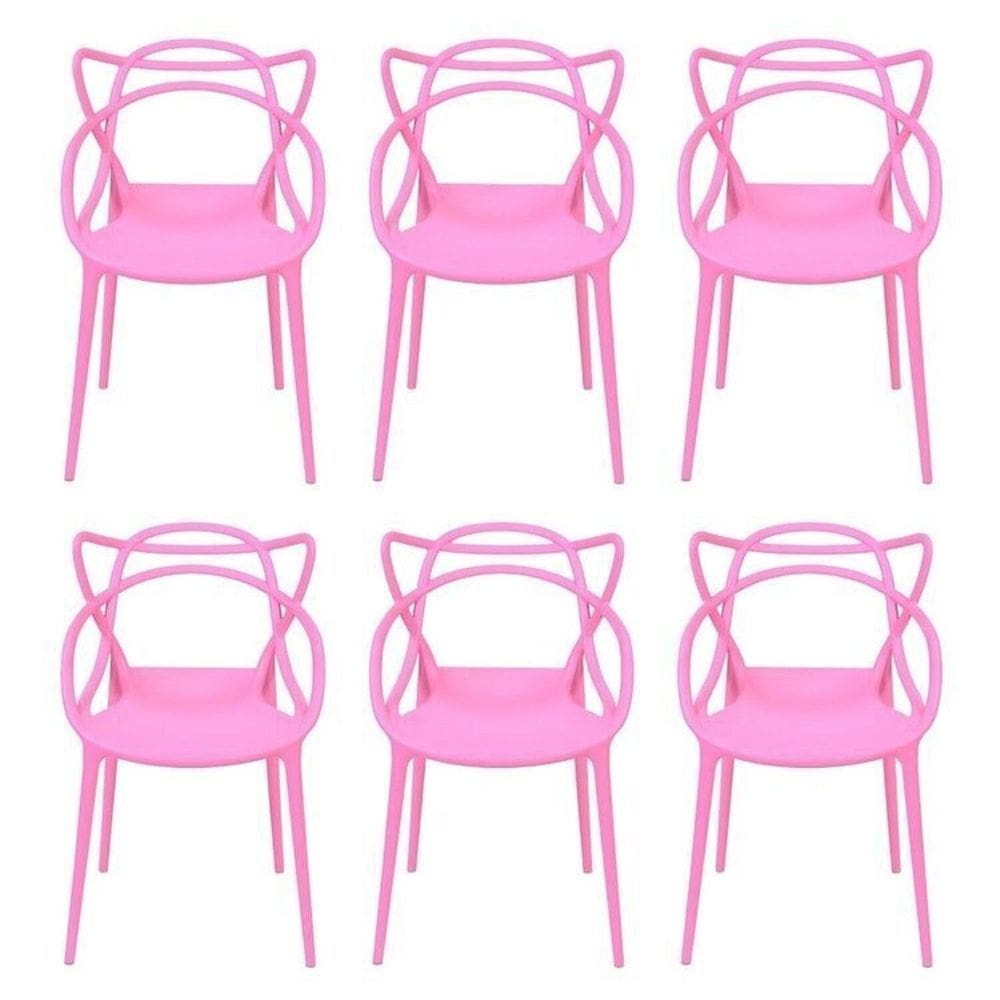 Kit com 6 Cadeiras para Sala de Jantar Allegra Solna Rosa