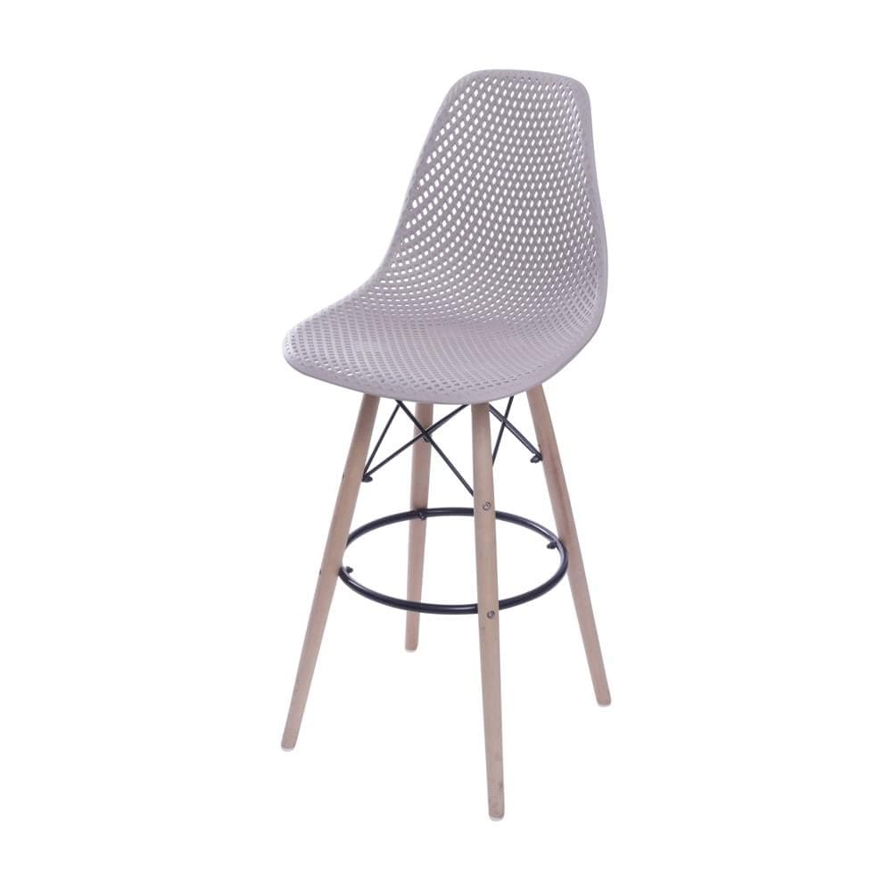 Banqueta Eames DSW Colmeia em Polipropileno Fendi Base Madeira