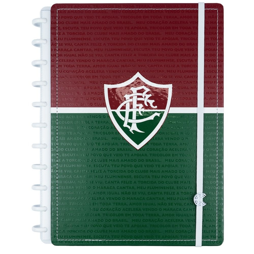 Caderno Inteligente Time Fluminense Tamanho Grande Capa Dura Discos Universitário Escolar Folha Destacável