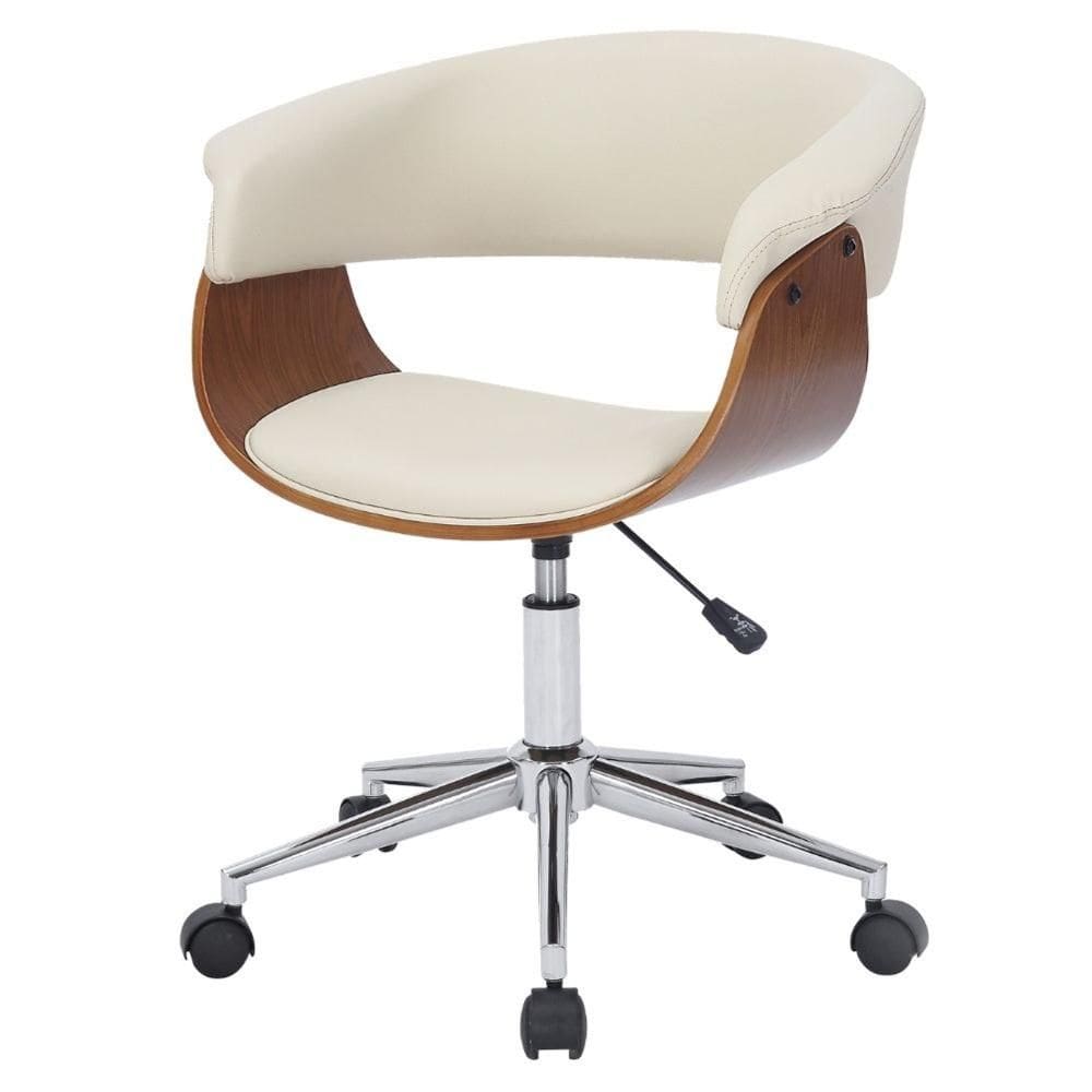 Cadeira Giratória Turim Nicole Fratini Madeira Multilaminada Revestida PU Nude Base Rodízio