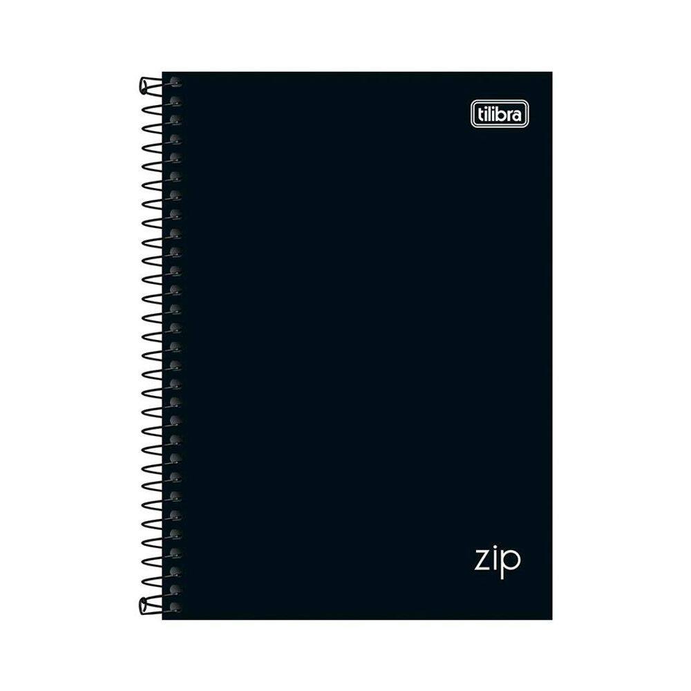 Caderno espiral capa dura 1/4 80 folhas Zip Preto Tilibra