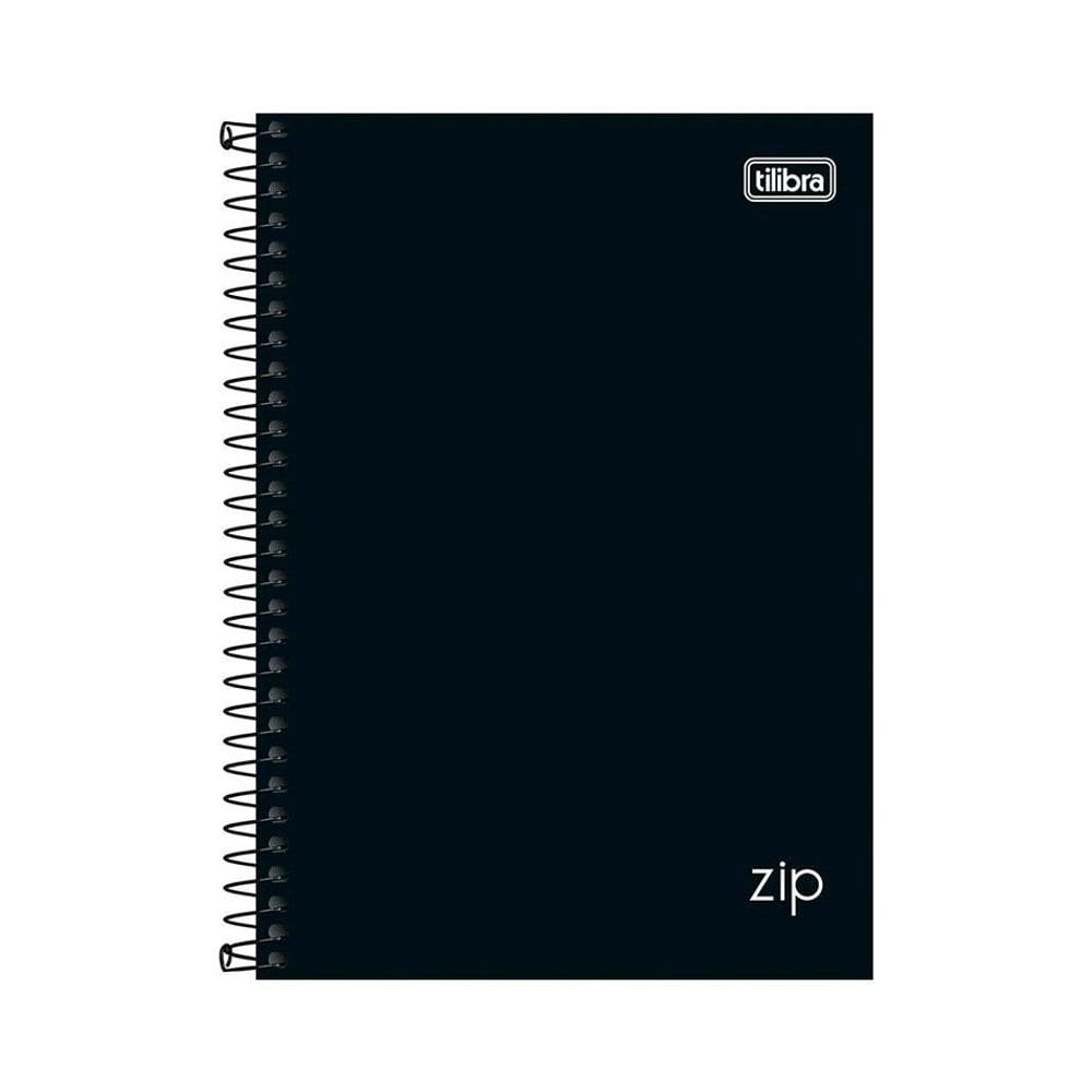 Caderno espiral capa dura 1/4 160 folhas Zip Preto Tilibra