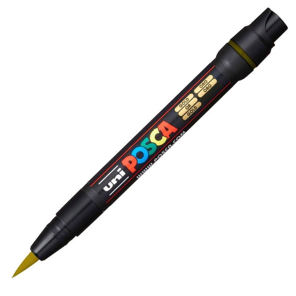 Caneta Posca Brush PCF 350 ouro Uni Ball