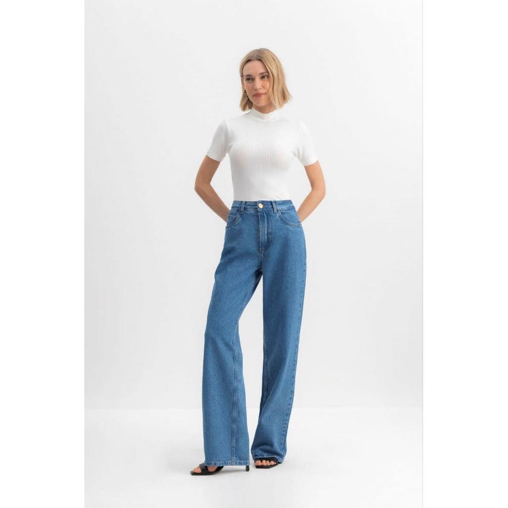 Calça wide leg feminina jeans Essendi - 34