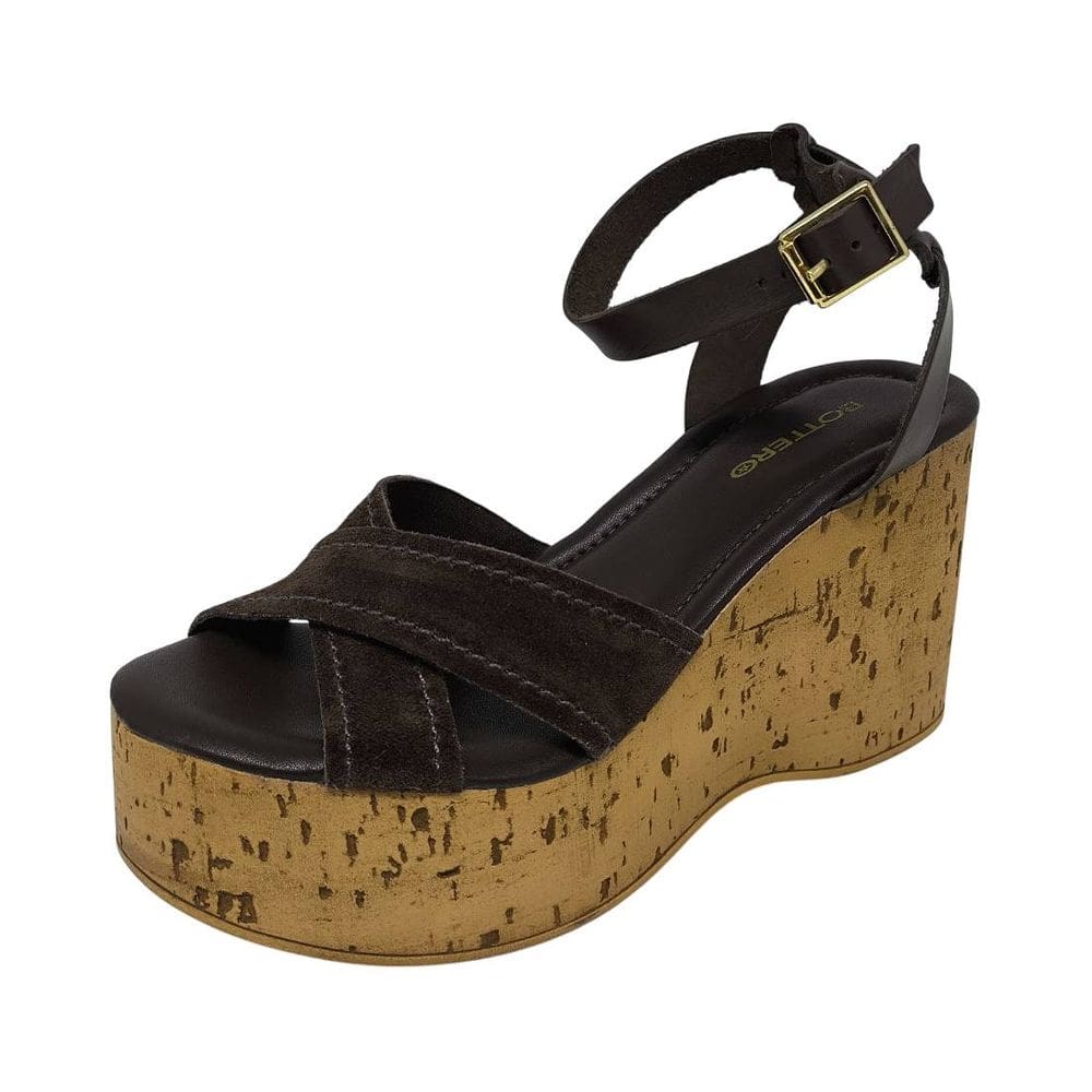 Sandalia Feminina Anabela Salto Alto Bloco Conforto Bottero