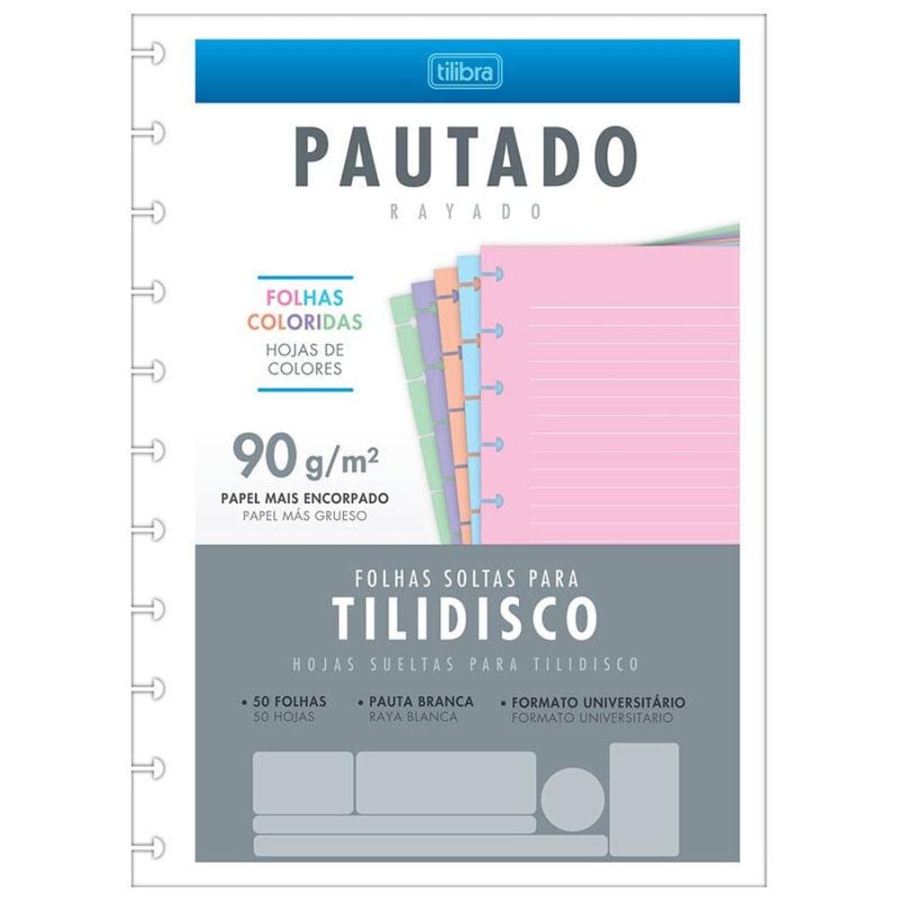 Bloco tilidisco Univer. colorido pauta branca 50fls Tilibra