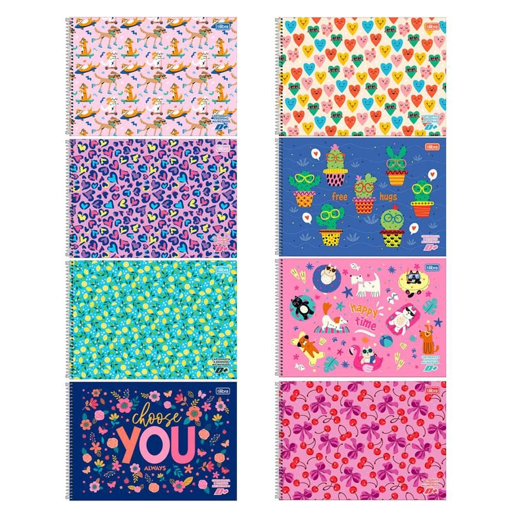 Caderno CD cartografia milimetrado D Mais Feminino Tilibra